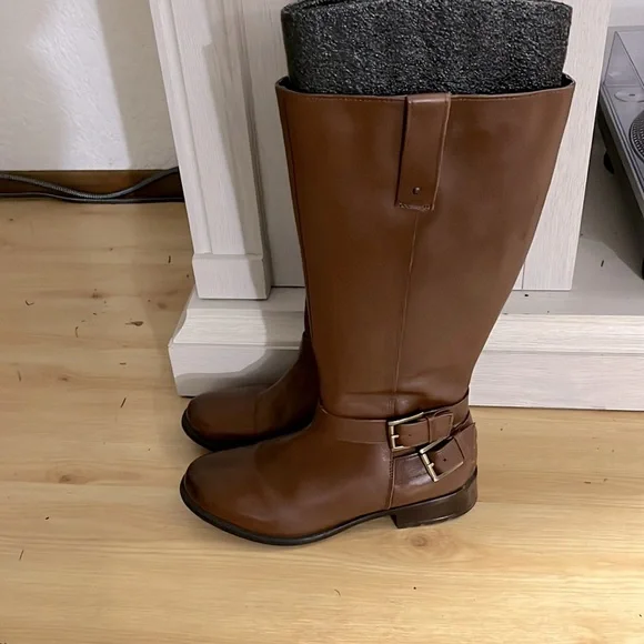 CLARKS Plaza Steer Brown Strappy Leather Riding boots Size 9 - Picture 3 of 14